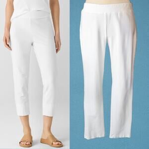 EILEEN FISHER White System Stretch Crepe Slim Ankle Pant Medium